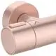 Duschsystem von Ideal Standard mit rosegoldfarbener Oberfläche. Zeigt einen Anschluss und Steuerungselemente, geeignet für moderne Badezimmergestaltungen.